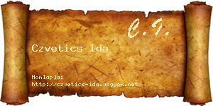 Czvetics Ida névjegykártya